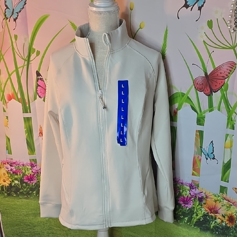 32 Degree Dry Fit Cream Zip Up Jacket In Large